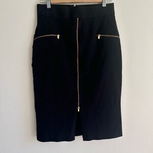Banana Republic Gold Zipper Structured Pencil Skirt - Corporate Goth - Sz 10